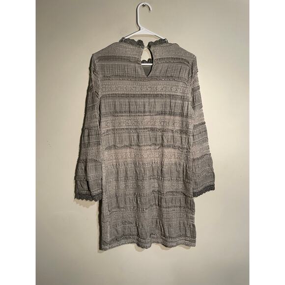 Pol‎ Gray Lace Boho Long Sleeve Mini Dress Size Medium - Picture 6 of 12